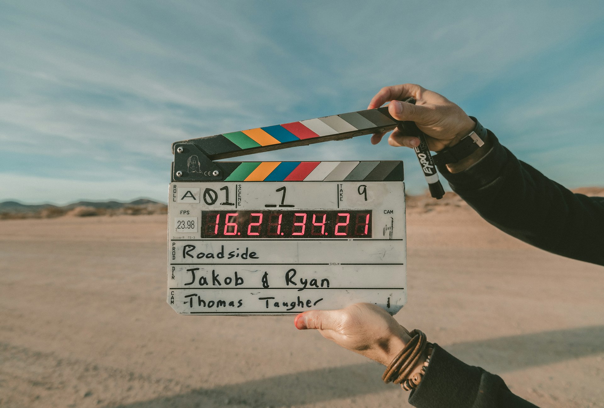 Professional film production crew working on a cinematic video shoot
